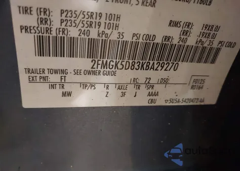 2019 Ford Flex Limited from USA, damaged, VIN 2FMGK5D83KBA29270